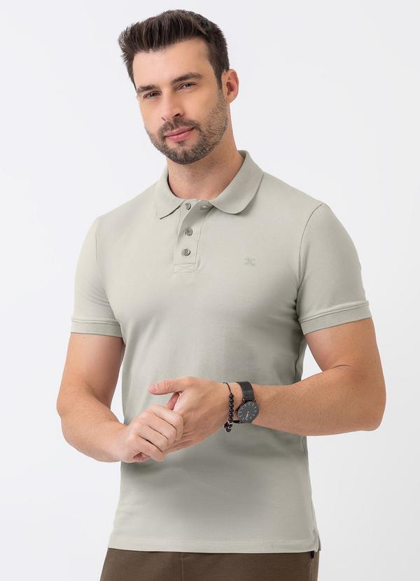 Camisa Polo em Algodão Cinza Claro