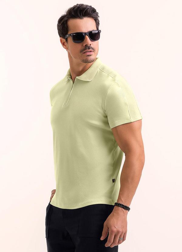 Camisa Polo em Algodão com Zíper Verde