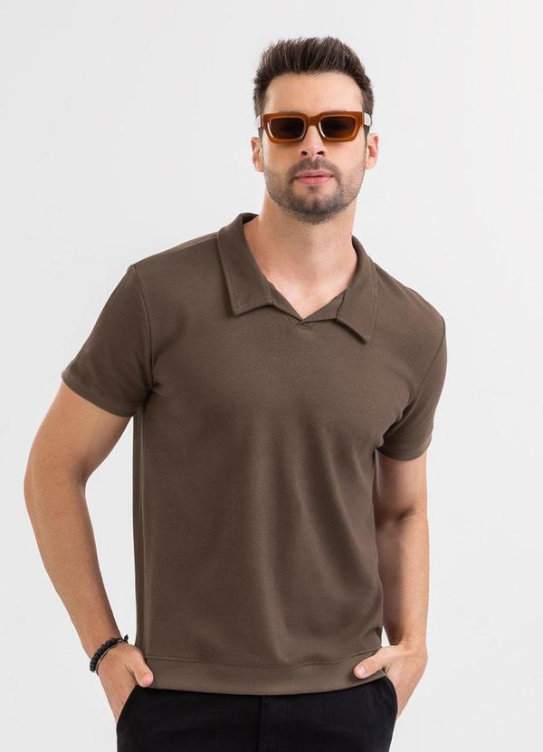 Camisa Polo em Algodão Marrom Escuro