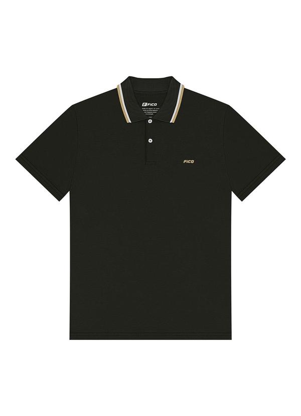 Vista 2 Camisa Polo em Algodão Penteado Preto Fico Fico