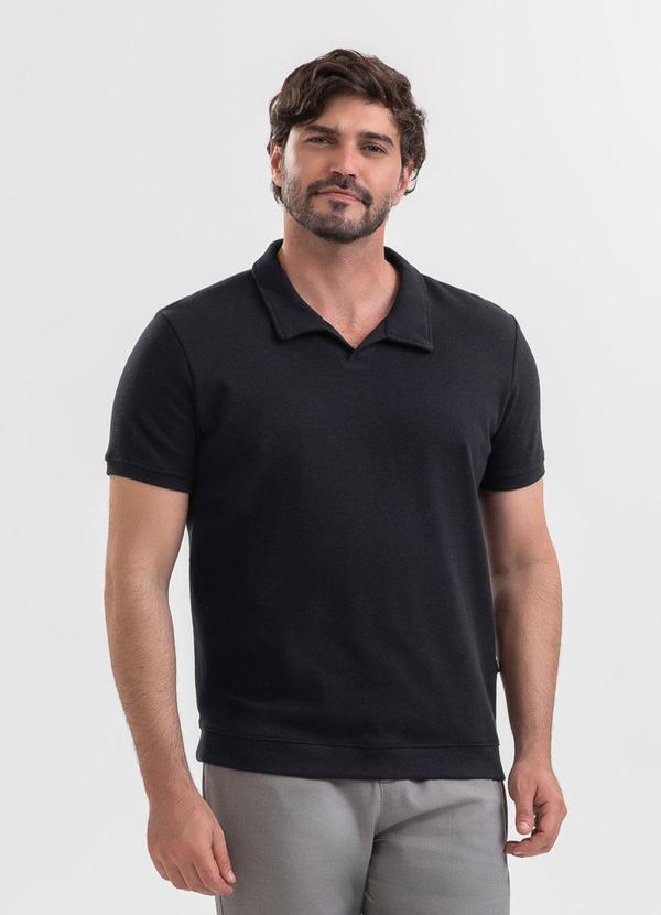 Camisa Polo em Algodão Preto