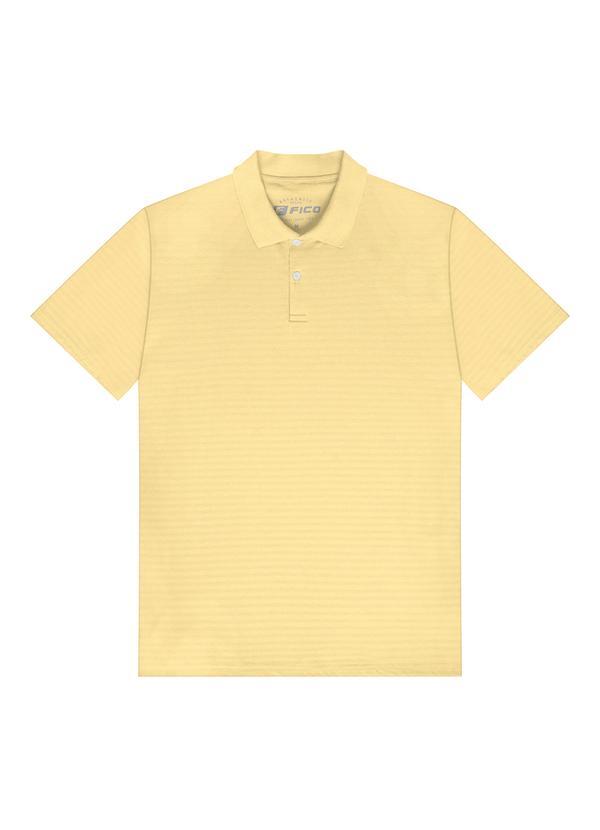Vista 2 Camisa Polo em Malha de Algodão Amarelo Fico Fico