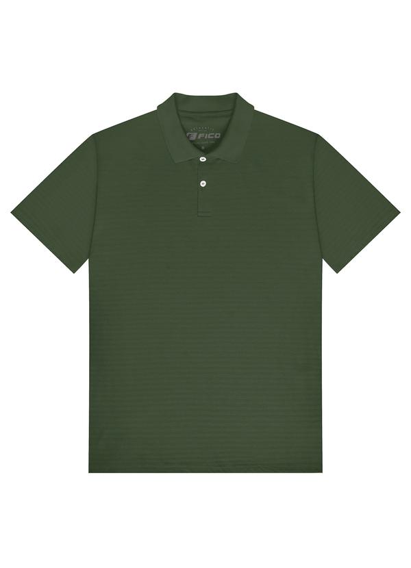 Vista 2 Camisa Polo em Malha de Algodão Verde Fico Fico