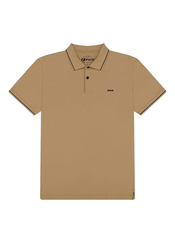 Vista 2 Camisa Polo em Malha Piquet Bege Fico Fico