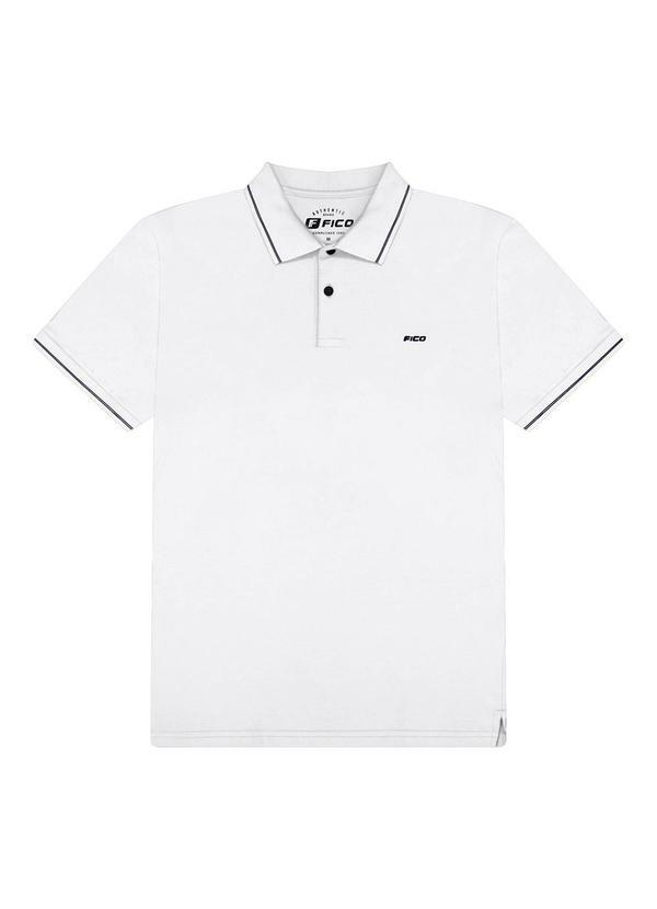 Vista 2 Camisa Polo em Malha Piquet Branco Fico Fico