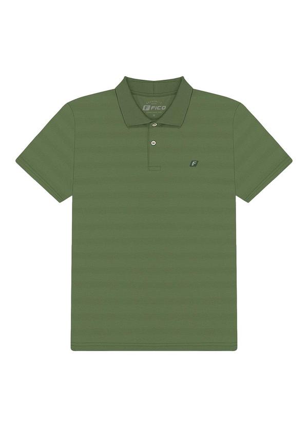 Vista 2 Camisa Polo em Malha Texturizada Verde Fico Fico