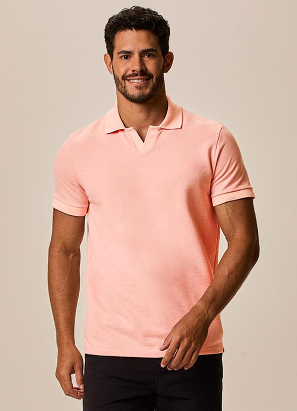 Camisa Polo em Moletinho Rosa Pastel