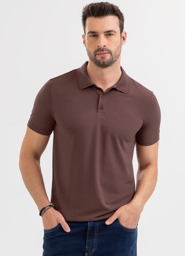 Camisa Polo em Piquet Marrom Escuro