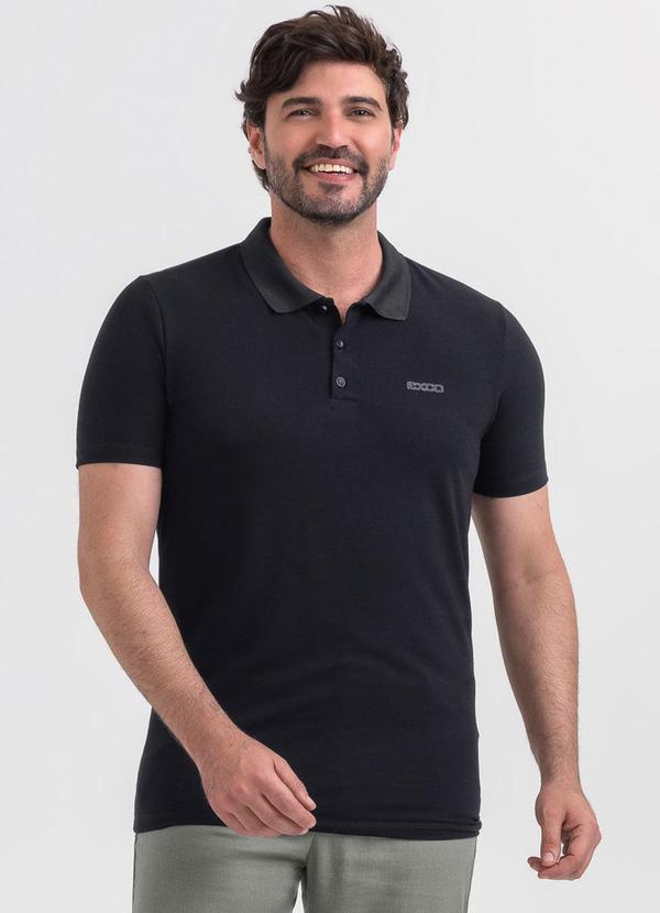 Camisa Polo em Piquet Preto