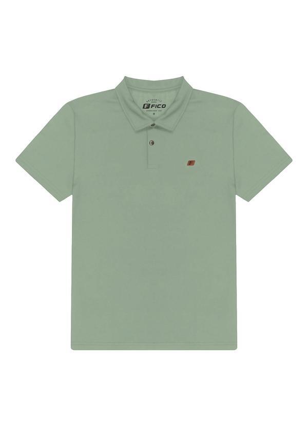 Vista 2 Camisa Polo Masculina em Malha Verde Fico Fico