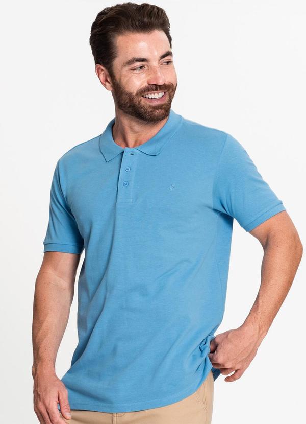 Camisa Polo Masculina em Piquet Azul