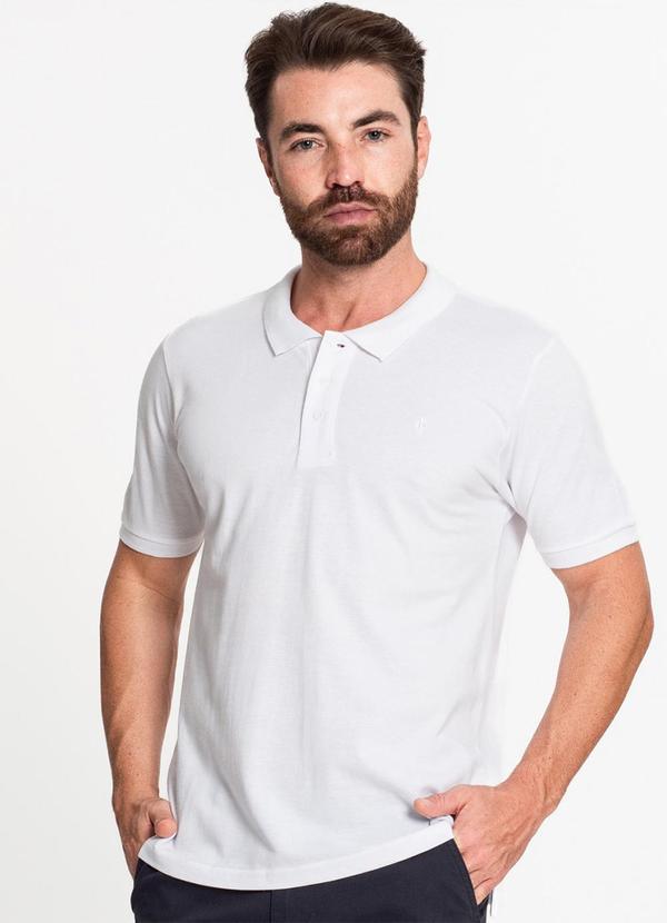 Vista 2 Camisa Polo Masculina em Piquet Branco Hering Hering