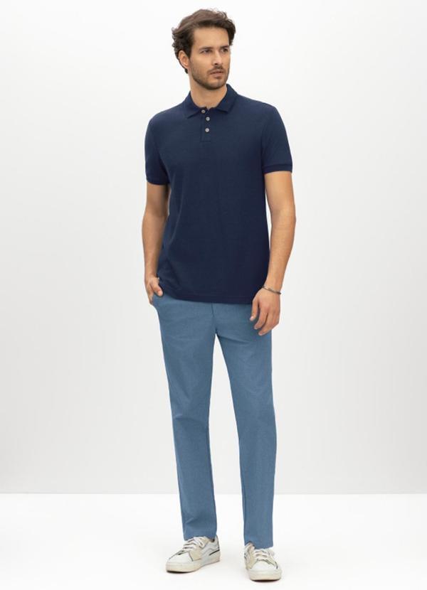 Camisa Polo Masculina Moletom Texturizado Azul