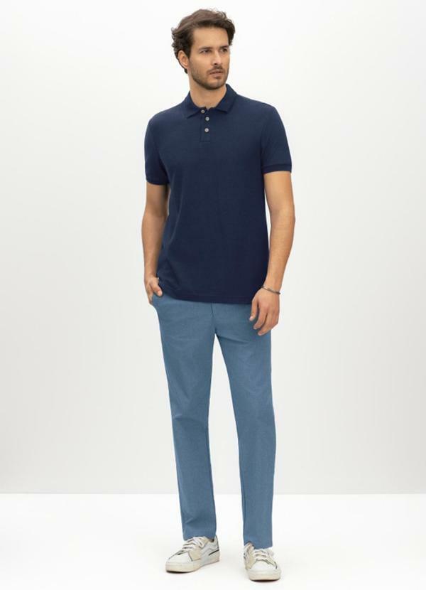 Camisa Polo Masculina Moletom Texturizado Azul