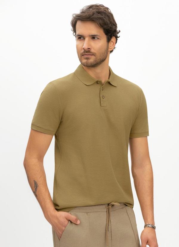 Camisa Polo Masculina Moletom Texturizado Verde