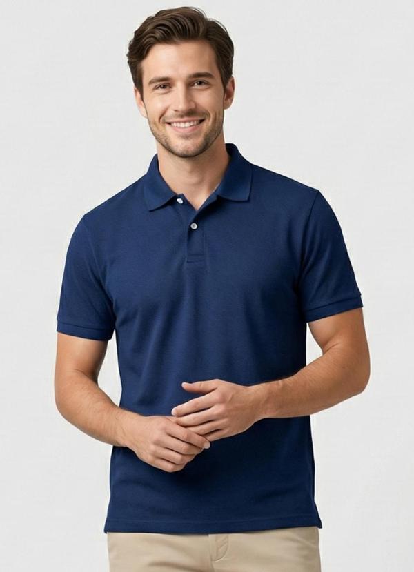 Camisa Polo Masculina Piquet Azul