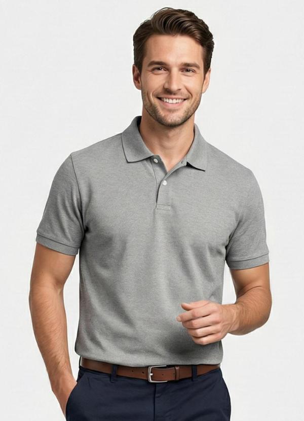 Camisa Polo Masculina Piquet Cinza