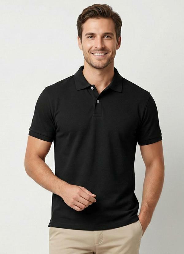Camisa Polo Masculina Piquet Preto