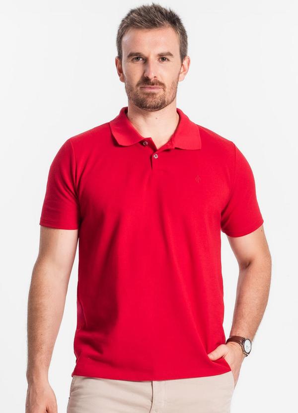 Vista 2 Camisa Polo Masculina Vermelho Diametro Diametro