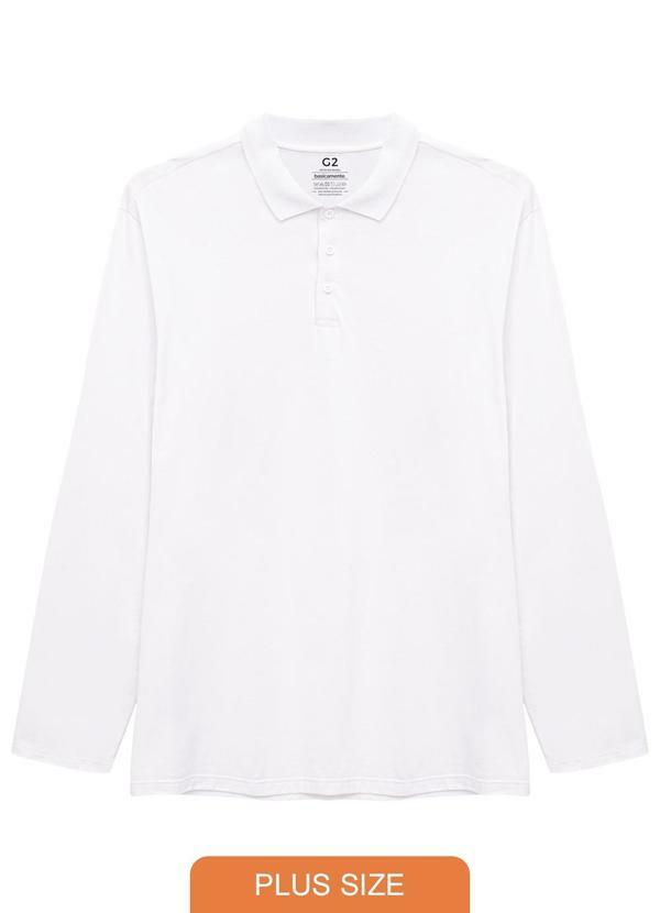 Vista 2 Camisa Polo Ml Plus Masculina Branco Basicamente Basicamente