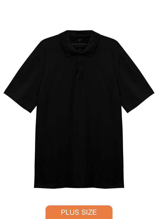Vista 2 Camisa Polo Piquet Stretch Plus Masculina Preto Basicamente Basicamente