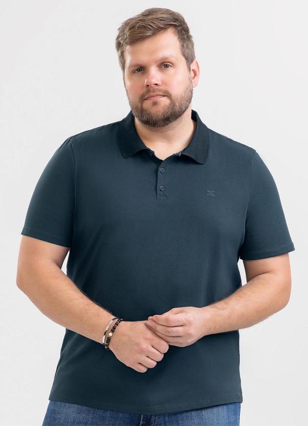 Camisa Polo Plus em Algodão Cinza Médio