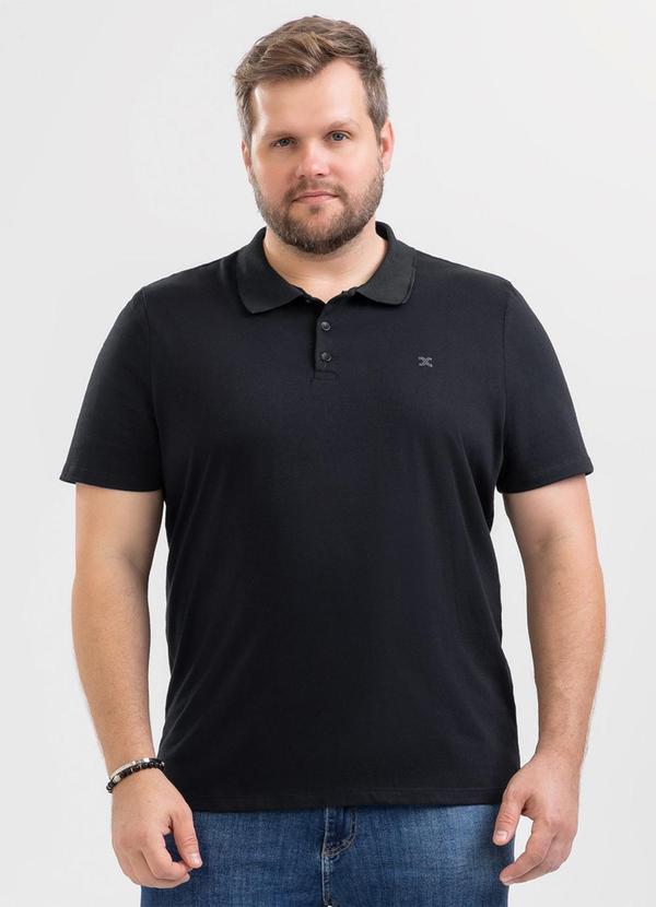 Camisa Polo Plus em Algodão Preto