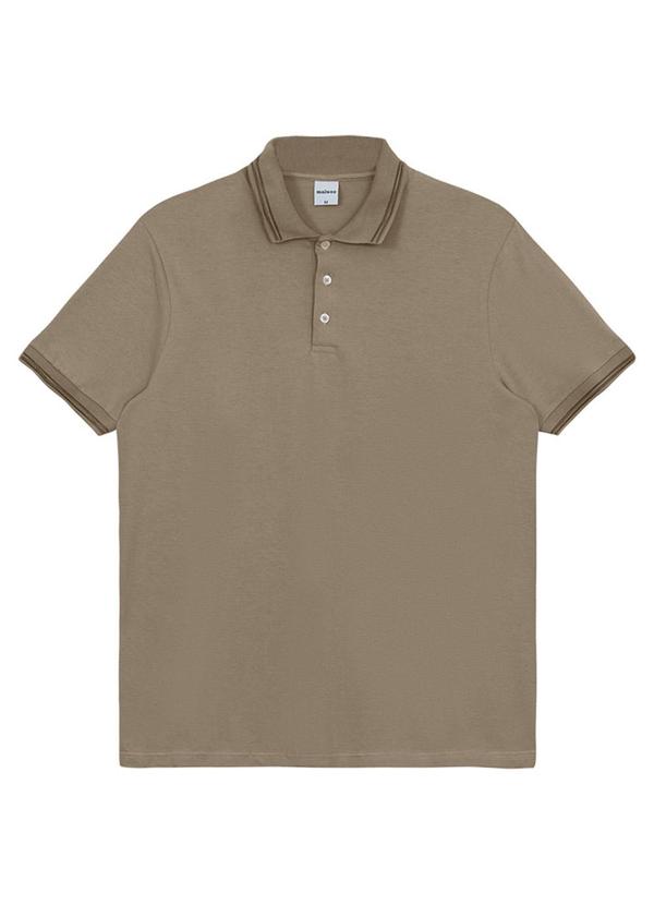 Camisa Polo Regular em Linho Taupe