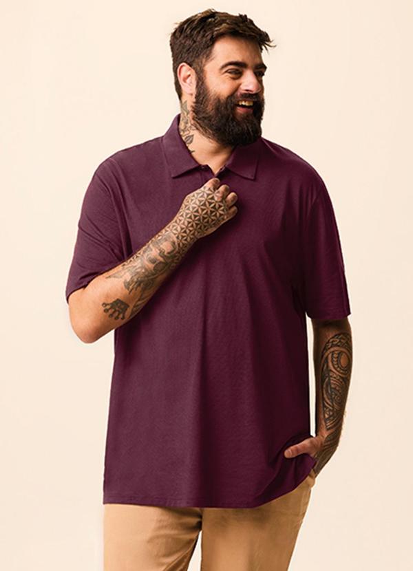 Camisa Polo Regular Maquinetada Bordô