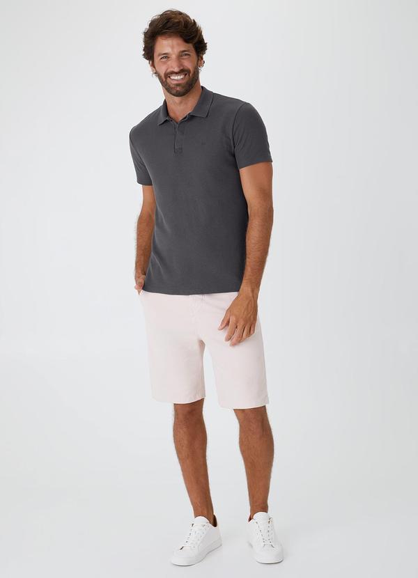 Vista 2 Camisa Polo Regular Texturizada Cinza Chumbo Malwee Malwee