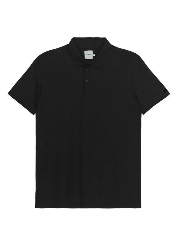 Camisa Polo Slim com Aplique Preto