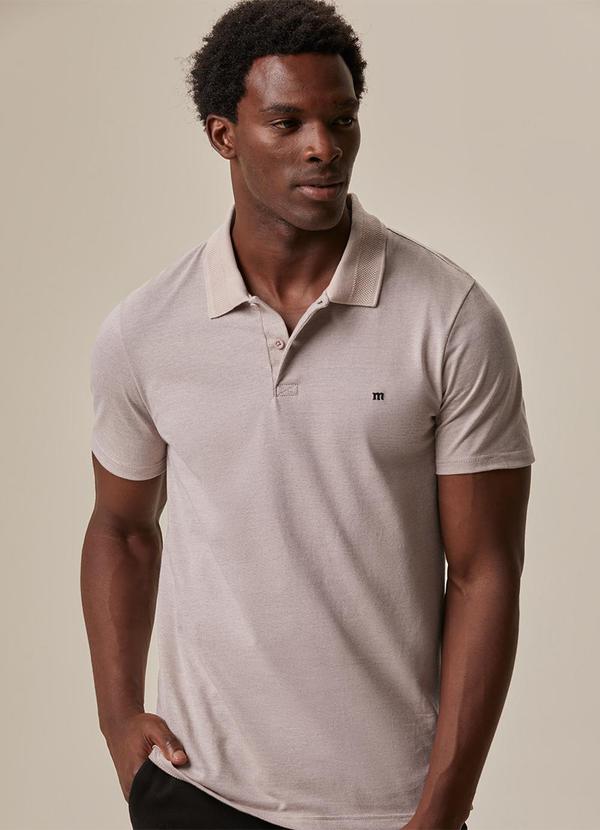 Camisa Polo Slim com Bordado Areia