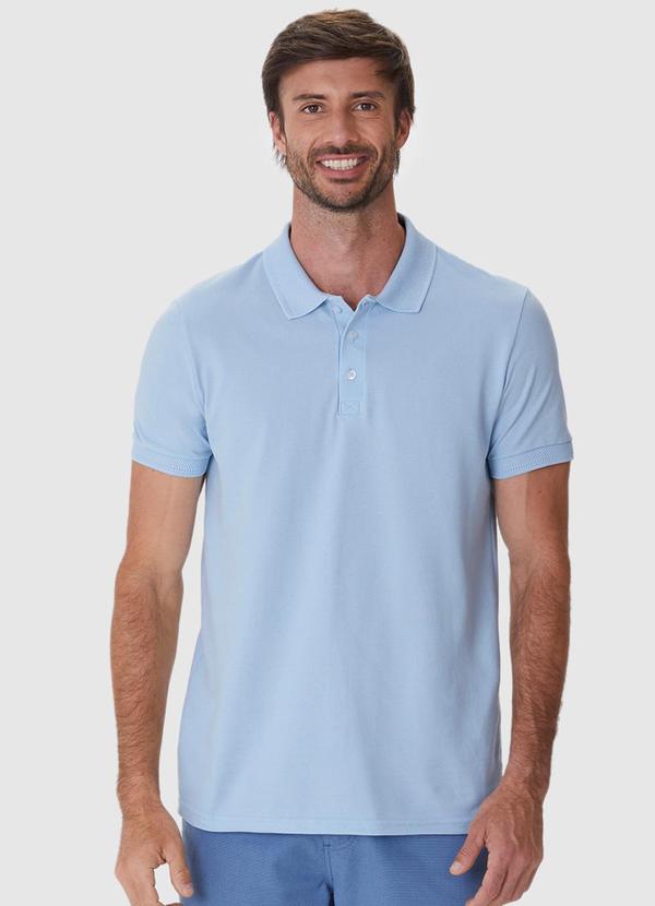 Camisa Polo Slim em Piquet Premium Azul Claro