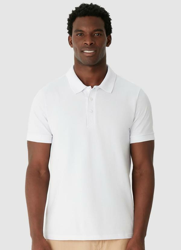 Camisa Polo Slim em Piquet Premium Branco