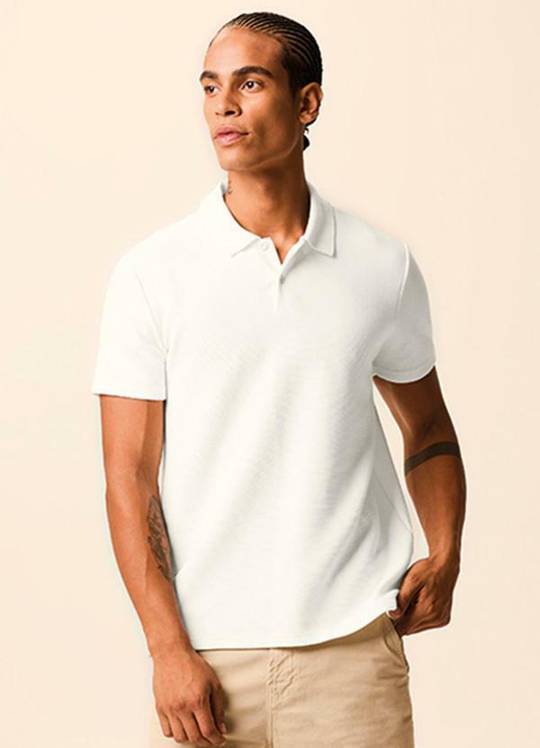 Camisa Polo Slim Texturizada Off White