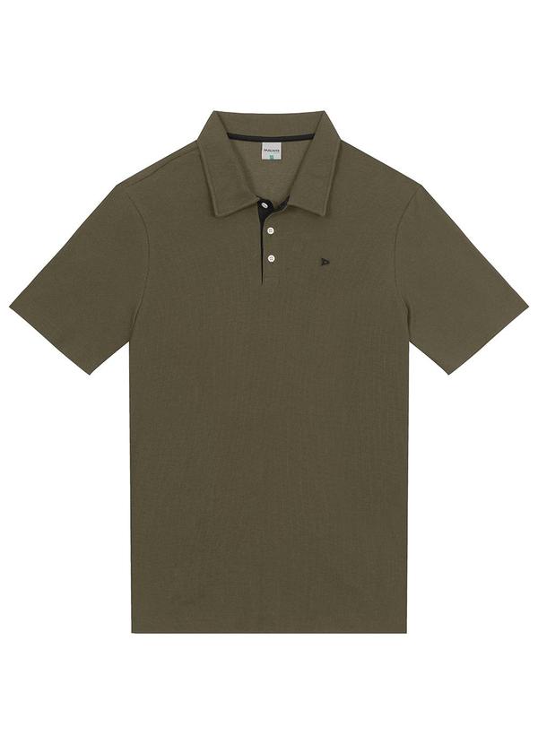 Vista 2 Camisa Polo Texturizada com Bordado Verde Militar Malwee Malwee