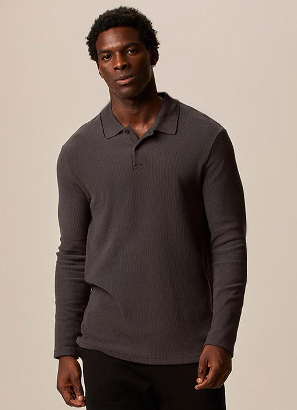 Camisa Polo Texturizada Marrom Escuro