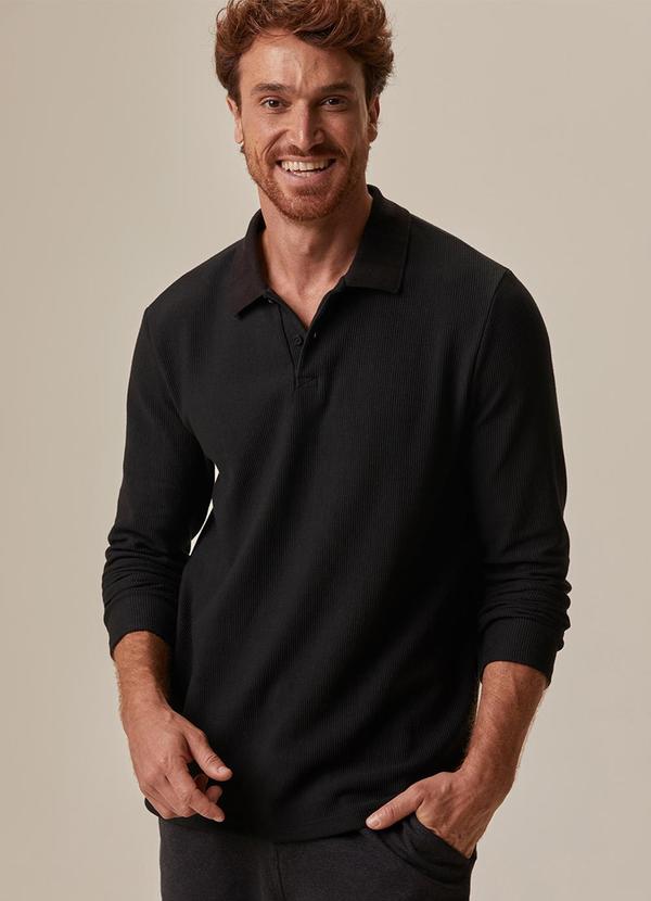 Camisa Polo Texturizada Preto