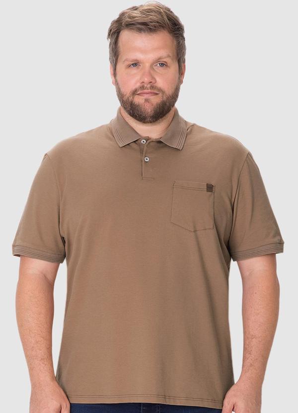 Camisa Polo Tradicional PlusMarrom Claro
