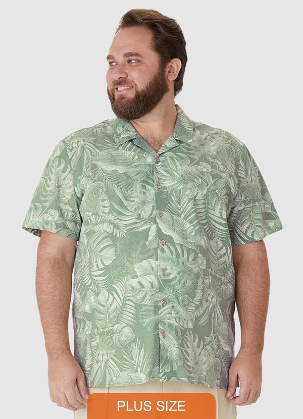 Camisa Regular Tropical com Linho Plus Verde Água