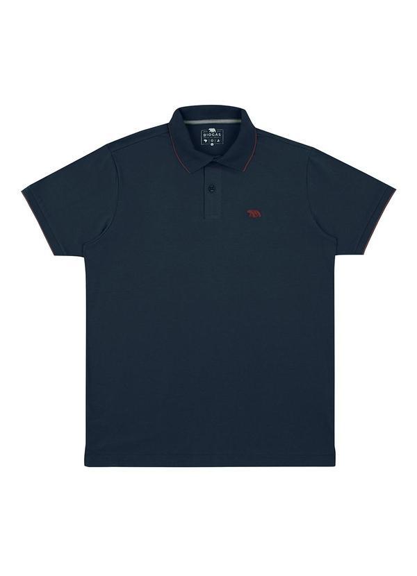 Polo M/C Meia Malha Azul