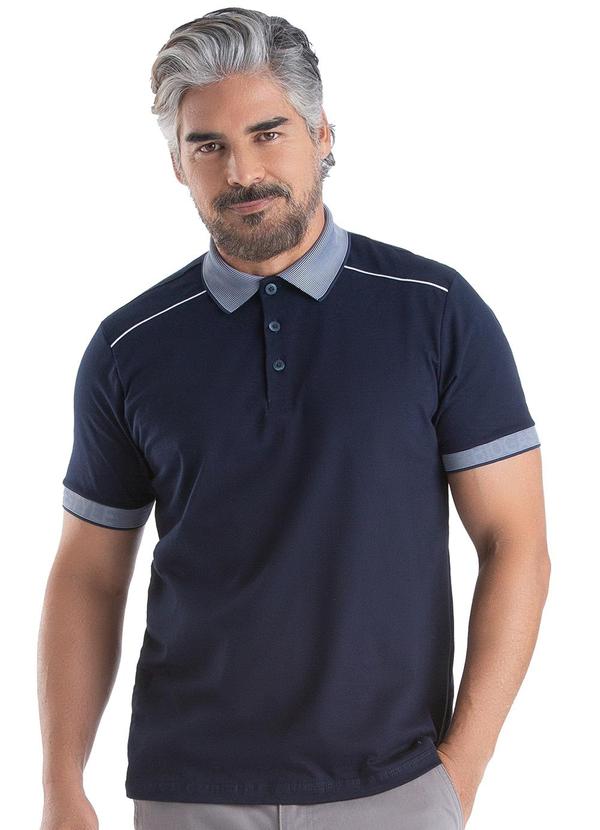 Vista 2 Polo M/C Meia Malha Azul Biogás Biogás