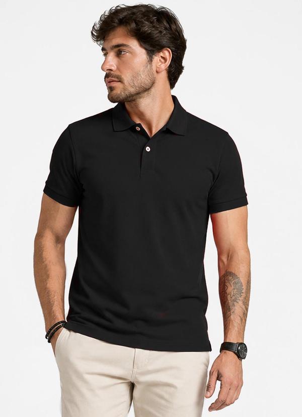 Polo Masculina Básica Preto