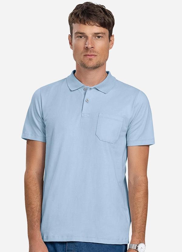 Polo Masculina com Bolso Cotton Leve Azul