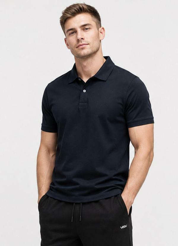 Polo Masculina em Tecido Poliamida Pique Azul