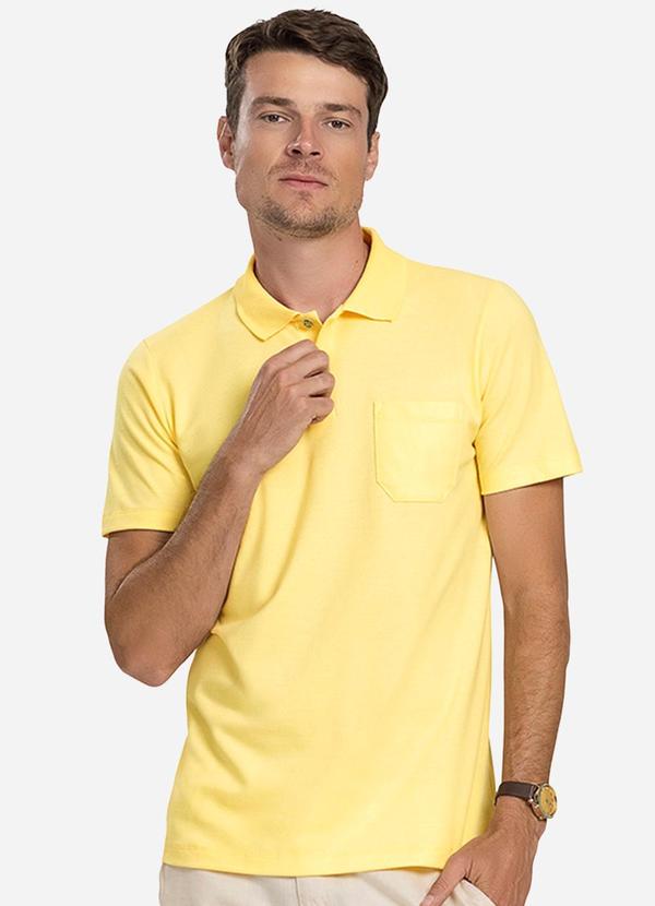 Vista 2 Polo Masculina Pique Amarelo Diametro Diametro