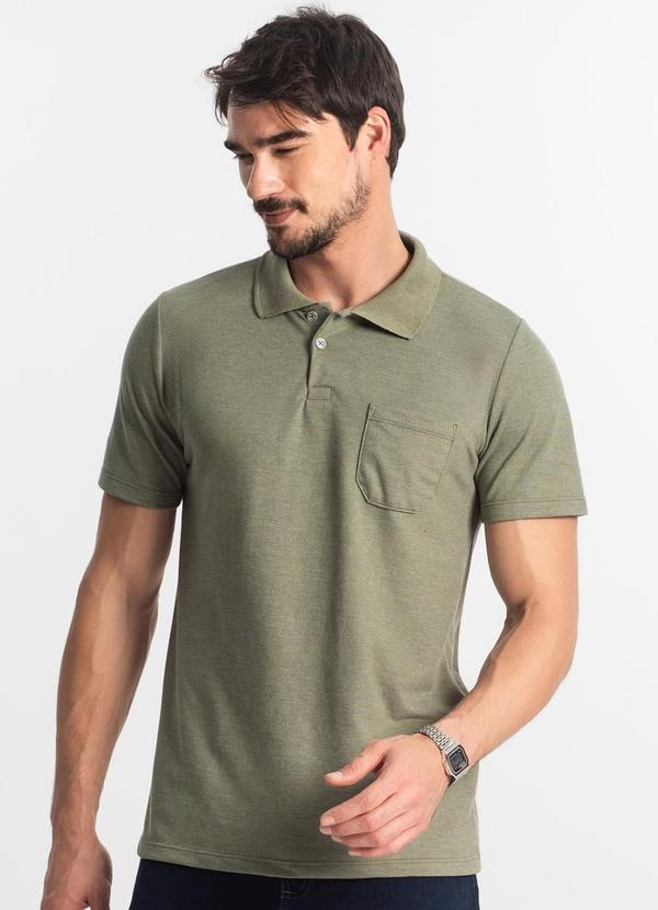 Vista 2 Polo Masculina Pique Verde Diametro Diametro