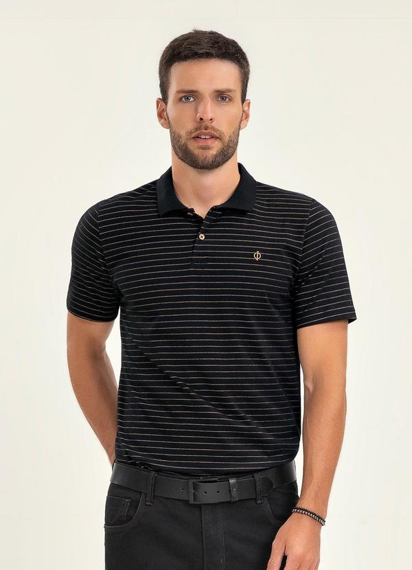 Vista 2 Polo Masculino Manga Curta Cotton Preto Diametro Diametro