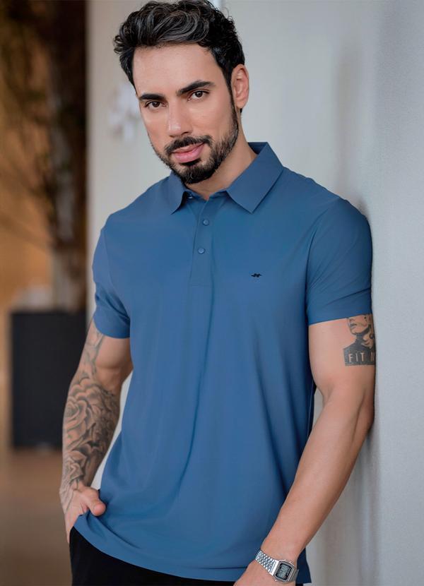 Polo Sporttech Botão Masculina Marinho