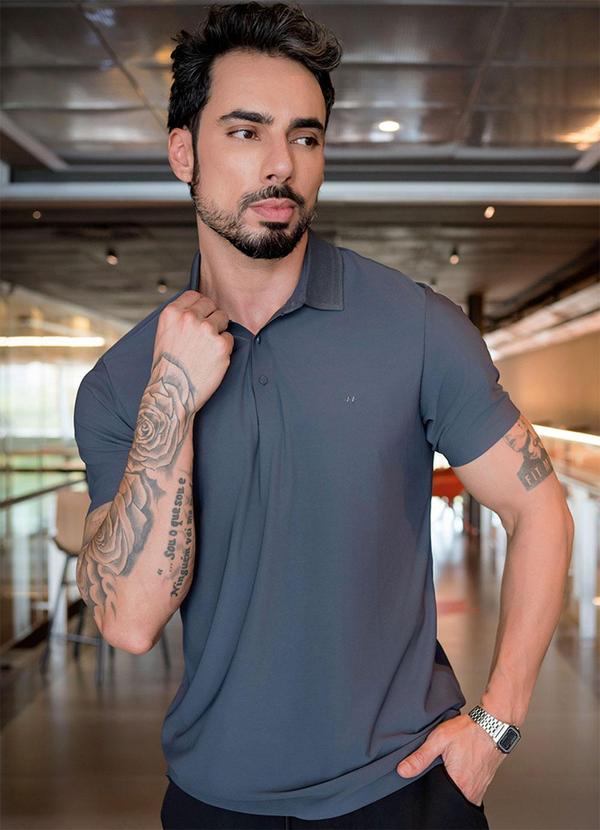Polo Sporttech Gola Masculina Grafite
